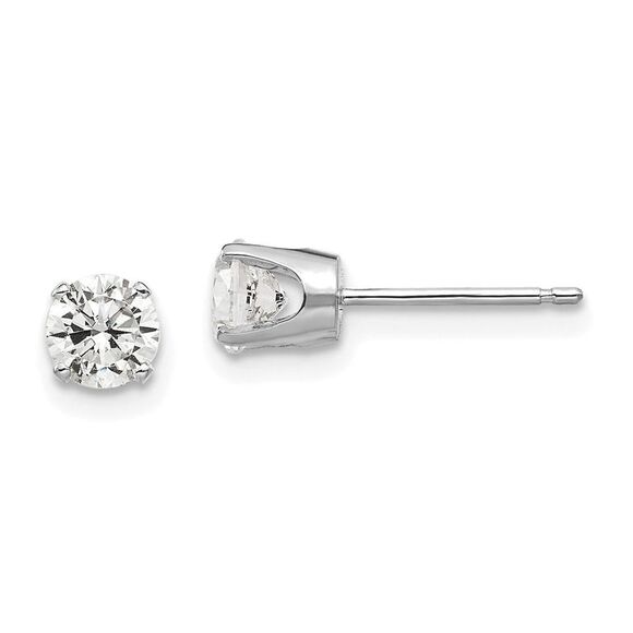 Kazi Luxury 14k White Gold 4.5mm CZ stud earrings